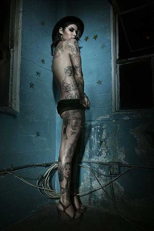 Kat Von D woman tattoo